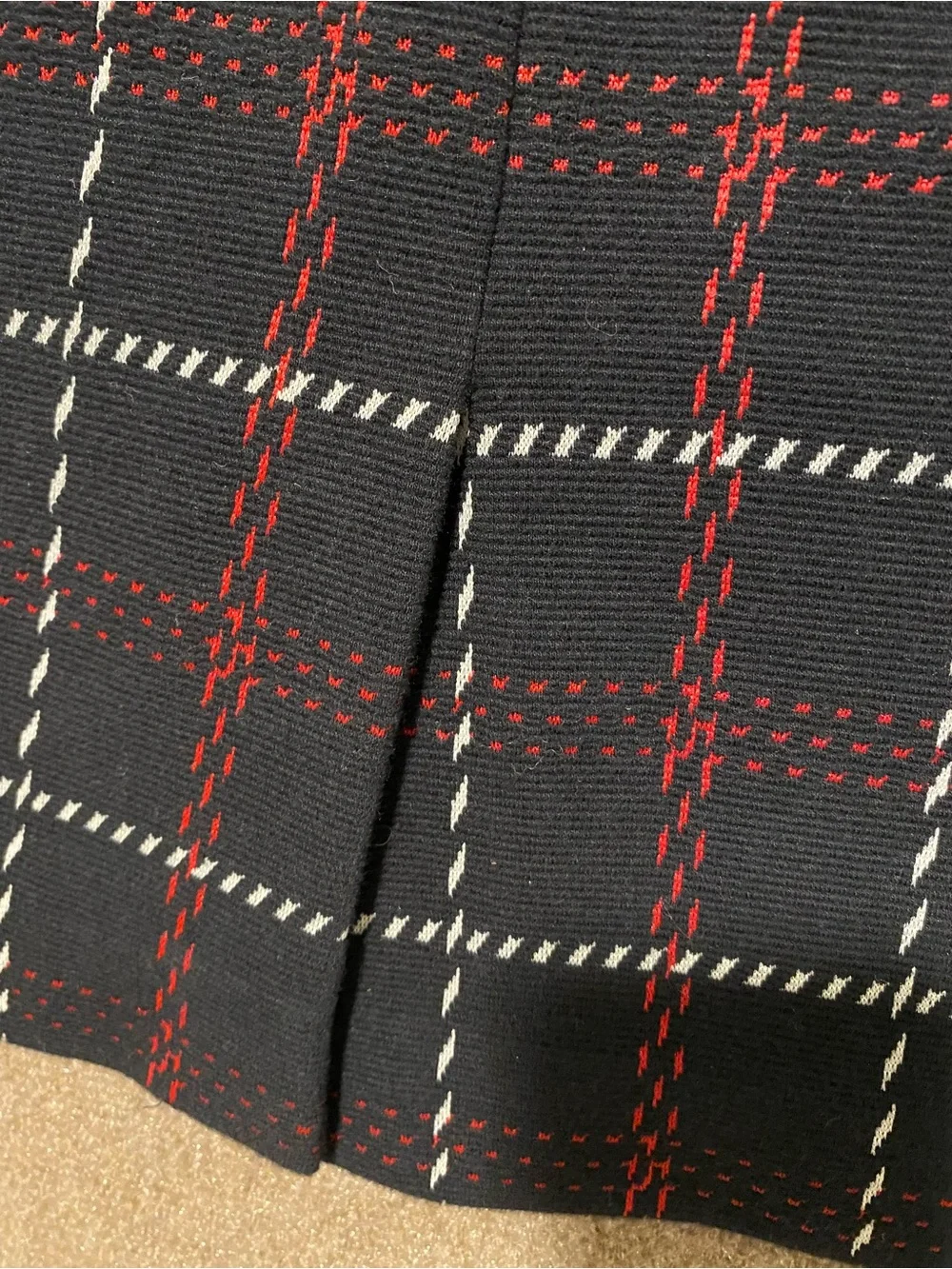 Ann Taylor Petite Grid Plaid Tweed Pencil Skirt Black Red White XSP